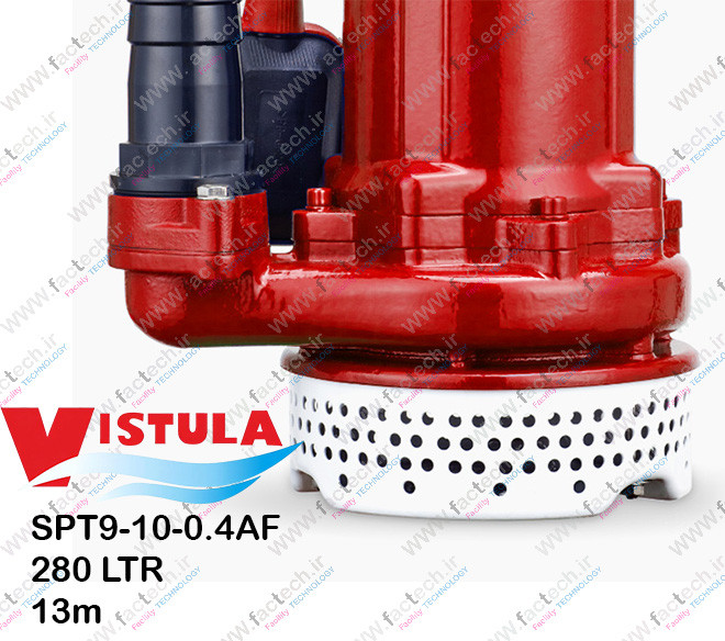 پمپ کفکش 1.2 اسب ویستولا - SPT15-10-0.9AF با حداکثر هد 17 متر و حداکثر دبی 400 لیتر بر دقیقه و با محافظ حرارتی و گارانتی یک ساله تولید کننده