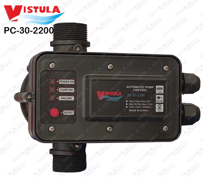 اتومات پمپ ( ست کنترل ) ویستولا با قابلیت هواگیری اتوماتیک پمپ - PC-30-2200 صنعتی تا 6 طبقه 30 آمپر تک فاز با امکان جایگزین کردن با پرژر سوئیچ و بهرهبرداری از 4 تا 10 طبقه