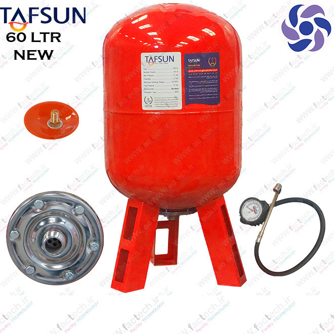 منبع آب تحت فشار  60 لیتری 10 بار تفسان - 60 TEV-RV  با درجه متحرک و فلنج استیل و با تیوب درجه یک ایتالیایی بهداشتی  تضمینی صد در صد توسط شرکت تفسان