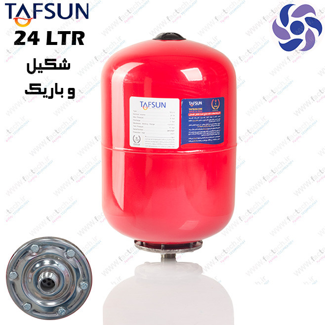 منبع تحت فشار 24 لیتری تفسان TAFSUN - TEV-V-24 لیتری بدون درجه با فلنج استیل از بالا و با تیوب درجه یک ایتالیایی بهداشتی تضمینی صد در صد توسط شرکت تفسان
