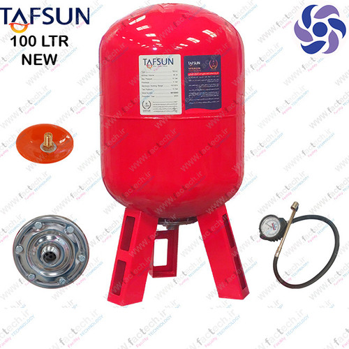 منبع آب تحت فشار 100 لیتری 10 بار تفسان - TEV-V-100 طرح جدید با درجه حرفه ای متحرک و فلنج استیل و با تیوب درجه یک ایتالیایی بهداشتی تضمینی صد در صد توسط شرکت تفسان