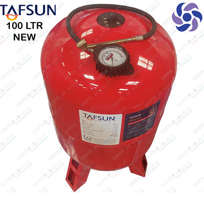 منبع آب تحت فشار 100 لیتری 10 بار تفسان - TEV-V-100 طرح جدید با درجه حرفه ای متحرک و فلنج استیل و با تیوب درجه یک ایتالیایی بهداشتی تضمینی صد در صد توسط شرکت تفسان
