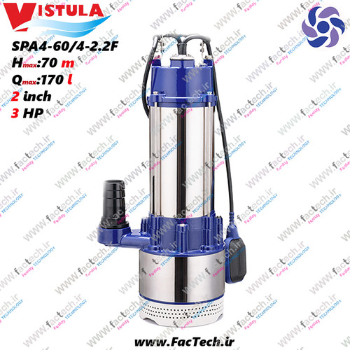 پمپ کفکش پروانه استیل 3 اسب دو اینچ ویستولا - SPA4-60/4-2.2F