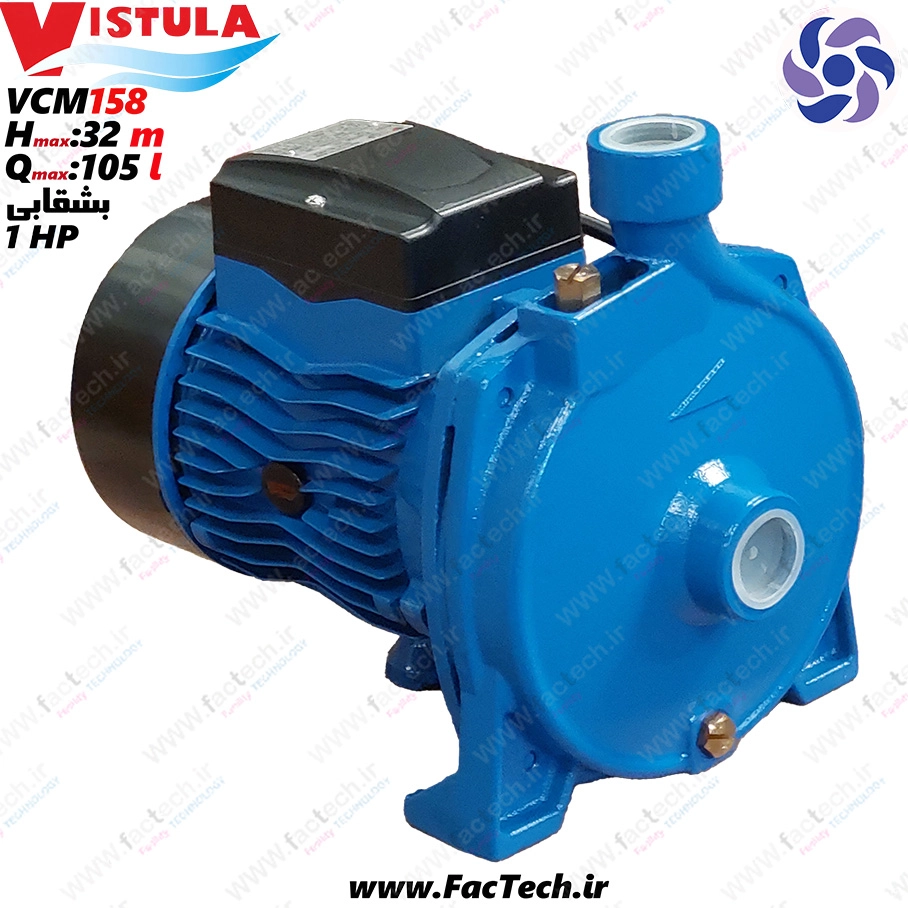 پمپ یک اسب بشقابی ویستولا - VCm158 پروانه برنجی با حداکثر هد 32 متر و حداکثر دبی 105 لیتر