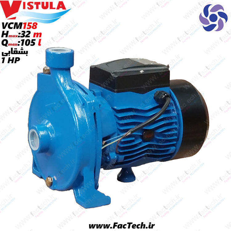 پمپ یک اسب بشقابی ویستولا - VCm158 پروانه برنجی با حداکثر هد 32 متر و حداکثر دبی 105 لیتر