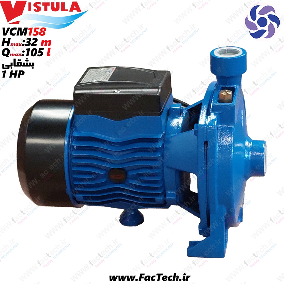 پمپ یک اسب بشقابی ویستولا - VCm158 پروانه برنجی با حداکثر هد 32 متر و حداکثر دبی 105 لیتر