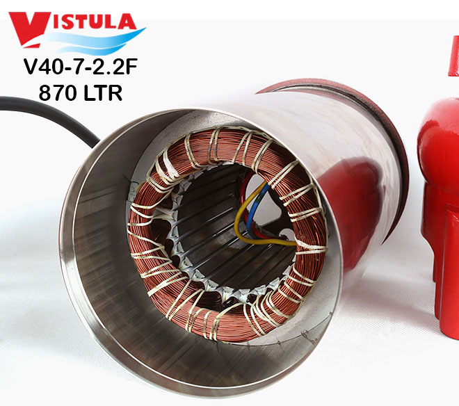 پمپ لجنکش نیمه استیل 3 اسب 4 اینچ ویستولا VGM400Fبه کد فنی V40-7-2.2F هد 16 متر و دبی 870 لیتر بر دقیقه و با محافظ حرارتی و گارانتی یک ساله تولید کننده
