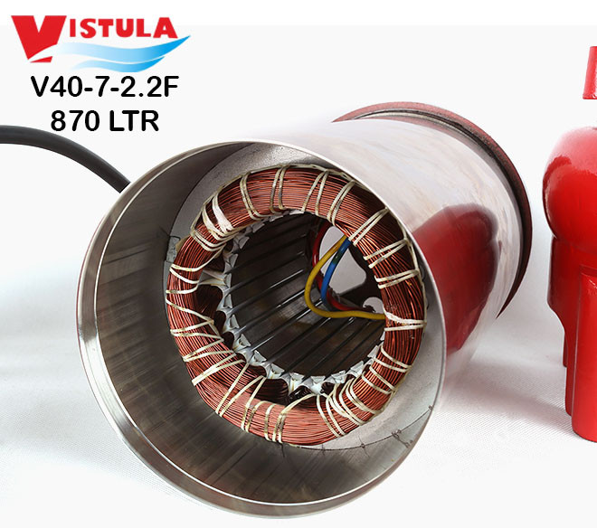 پمپ لجنکش نیمه استیل 3 اسب 4 اینچ ویستولا VGM400Fبه کد فنی V40-7-2.2F هد 16 متر و دبی 870 لیتر بر دقیقه و با محافظ حرارتی و گارانتی یک ساله تولید کننده